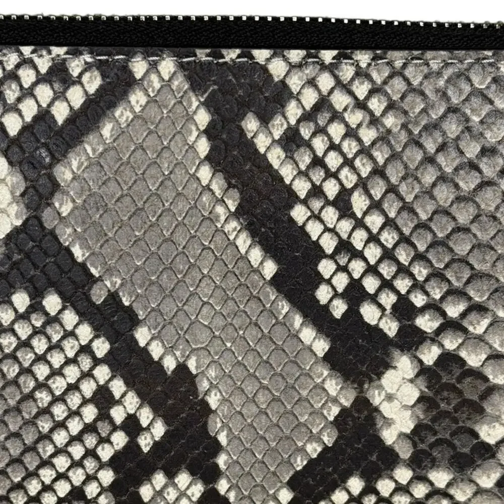 Tory Burch Gray Snake Print Zip Around Continental Wallet Leather